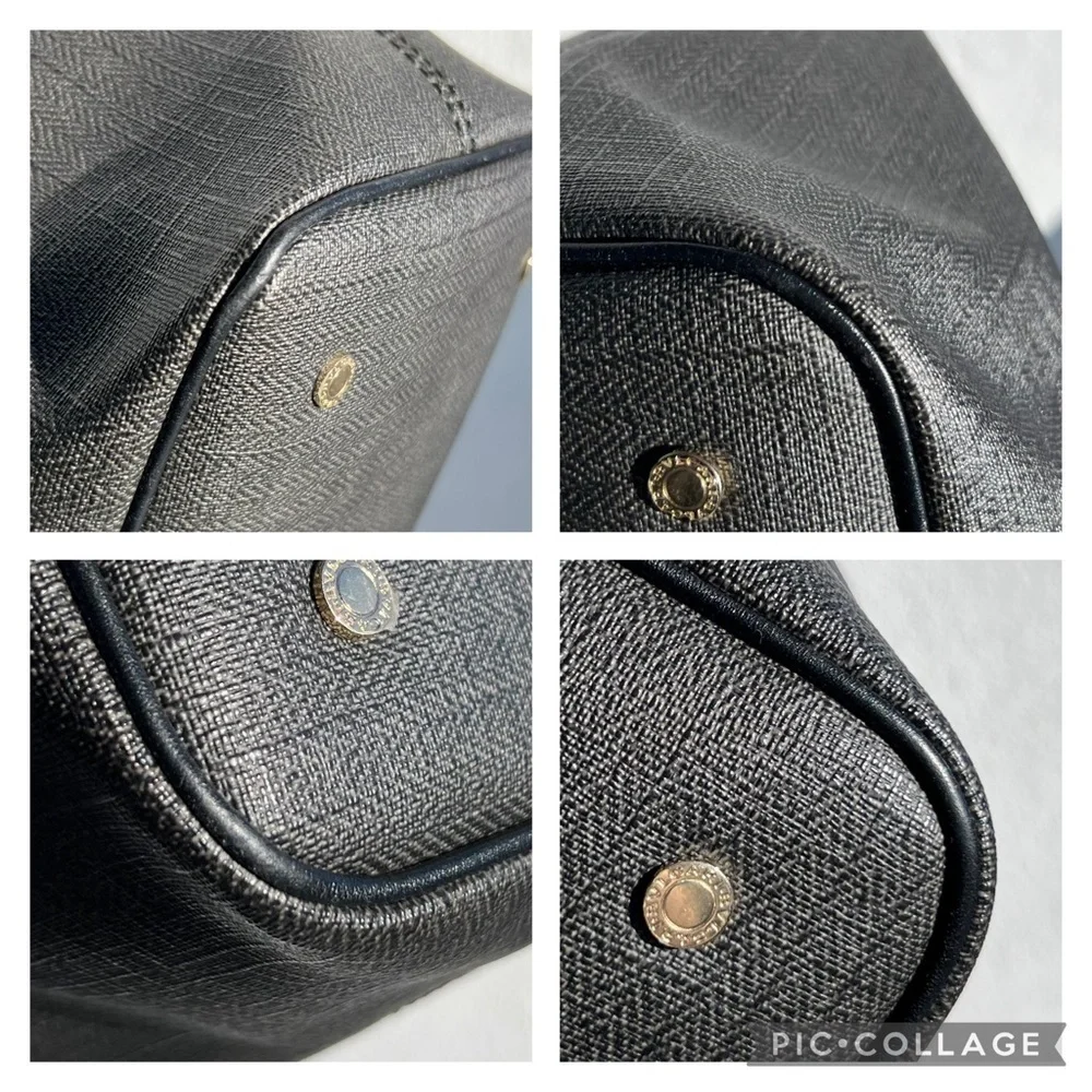 Bulgari Bvlgari Collezione Tote and Shoulder Bag Black Yellow Dark grey